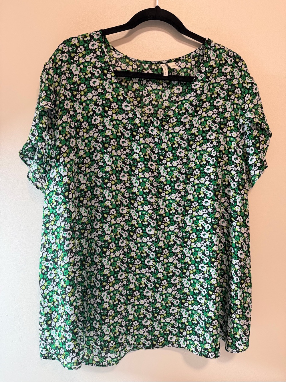 Cato Green Floral Short Sleeve Blouse